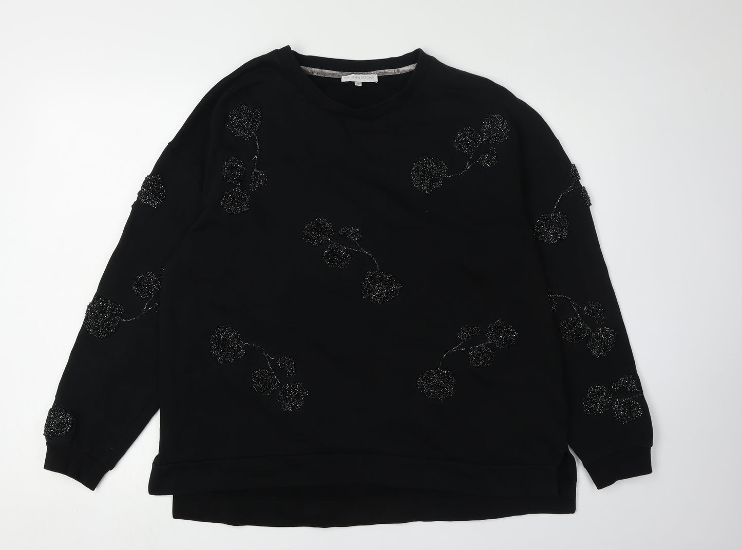 RJR. John Rocha Black Floral Beaded Women's Sweatshirt Size 16