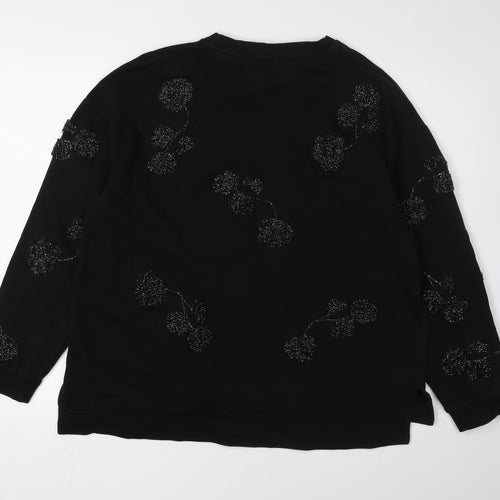 RJR. John Rocha Black Floral Beaded Women's Sweatshirt Size 16