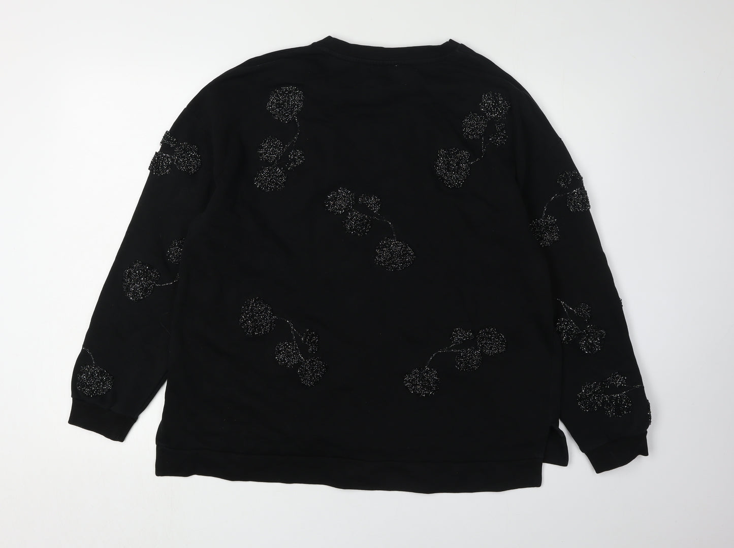 RJR. John Rocha Black Floral Beaded Women's Sweatshirt Size 16