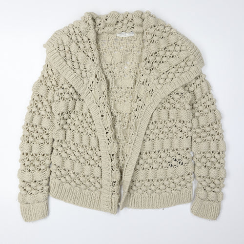 Label Lab Women's Beige Open-Knit Cardigan Size 12