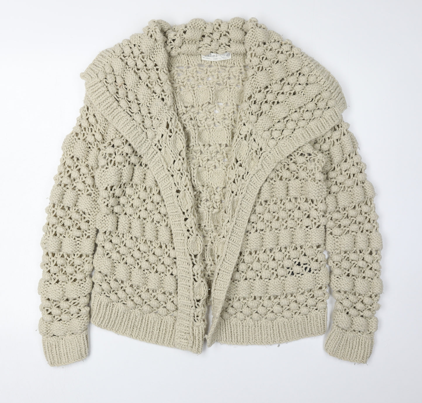 Label Lab Women's Beige Open-Knit Cardigan Size 12