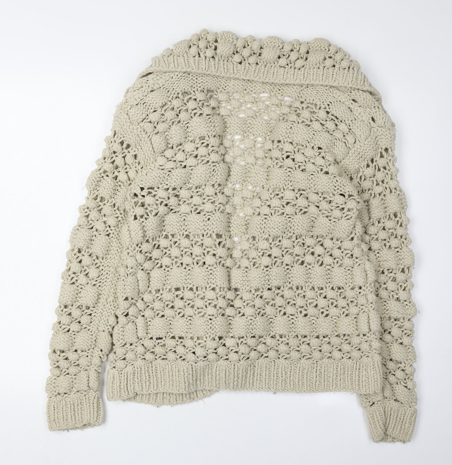 Label Lab Women's Beige Open-Knit Cardigan Size 12