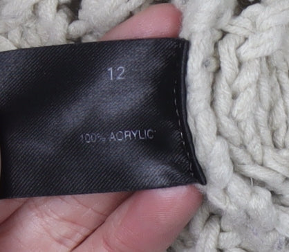 Label Lab Women's Beige Open-Knit Cardigan Size 12