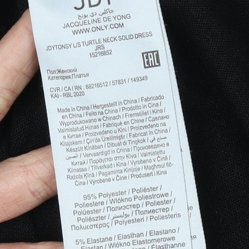 Jacqueline de Yong Black Knit Dress L High Neck