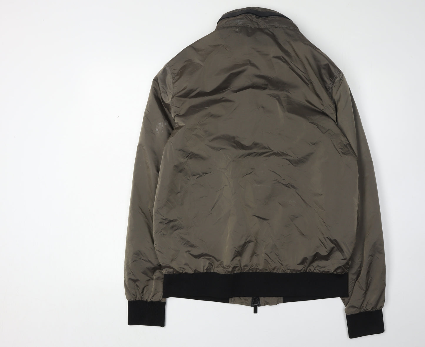 SilkSilk Men's Green Bomber Jacket L with Logo Accents