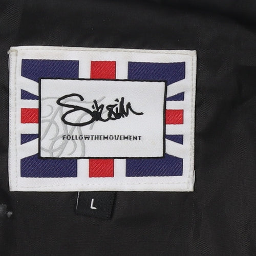 SilkSilk Men's Green Bomber Jacket L with Logo Accents