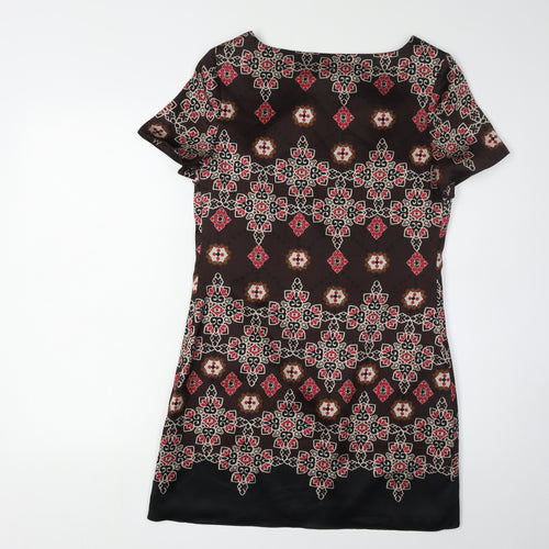 Monsoon Women's Brown Geometric Silk Dress Size 10