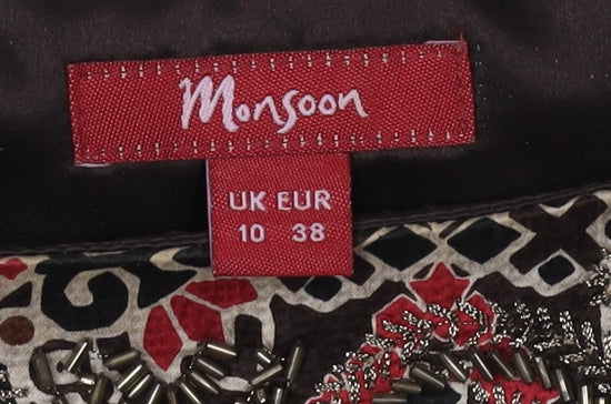 Monsoon Women's Brown Geometric Silk Dress Size 10