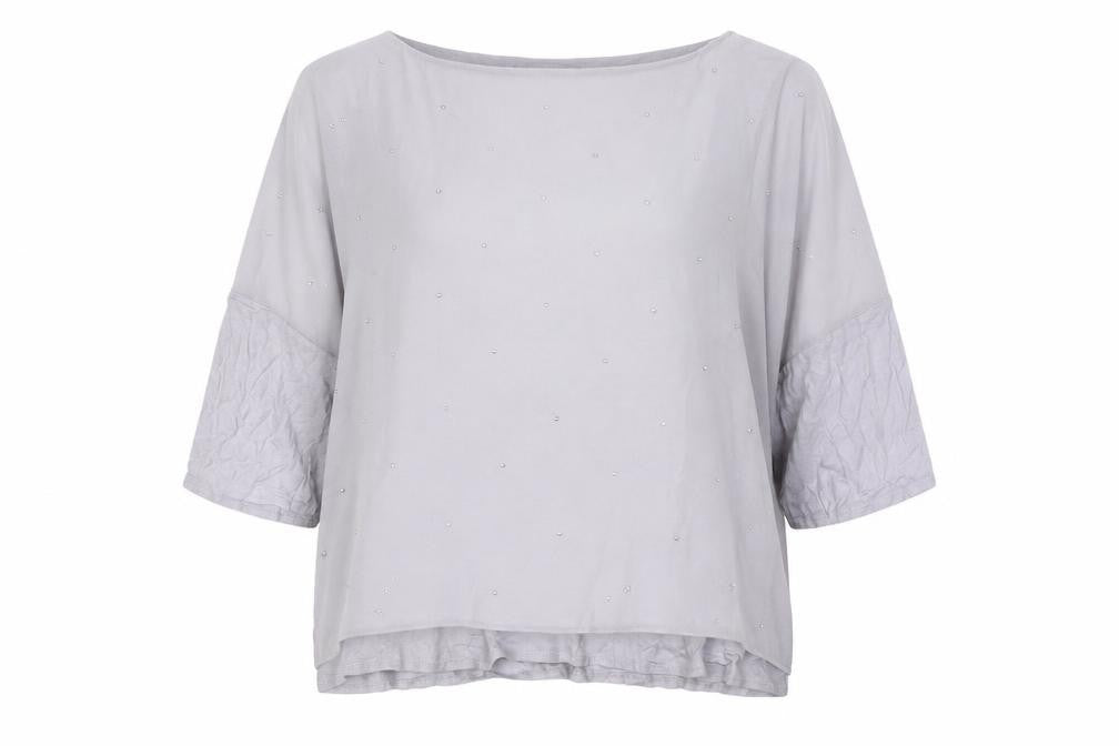 Wallis Women’s Grey Studded Blouse XL 3/4 Sleeve Relaxed