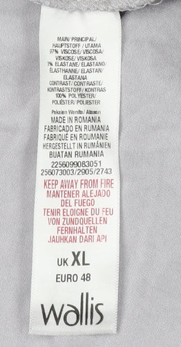 Wallis Women’s Grey Studded Blouse XL 3/4 Sleeve Relaxed