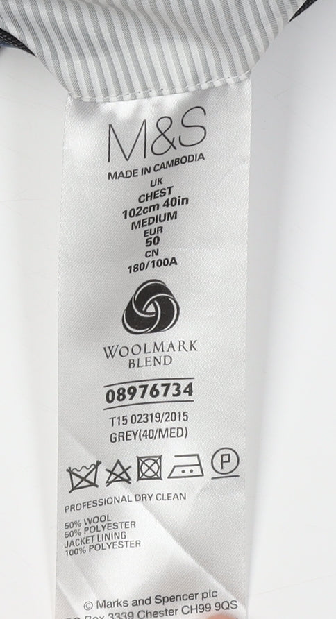 Marks and Spencer Men's Grey Blazer 40R Business Jacket