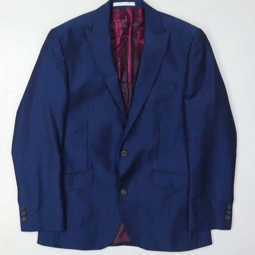 Men's Blue Mohair Blend Blazer - Size 36S