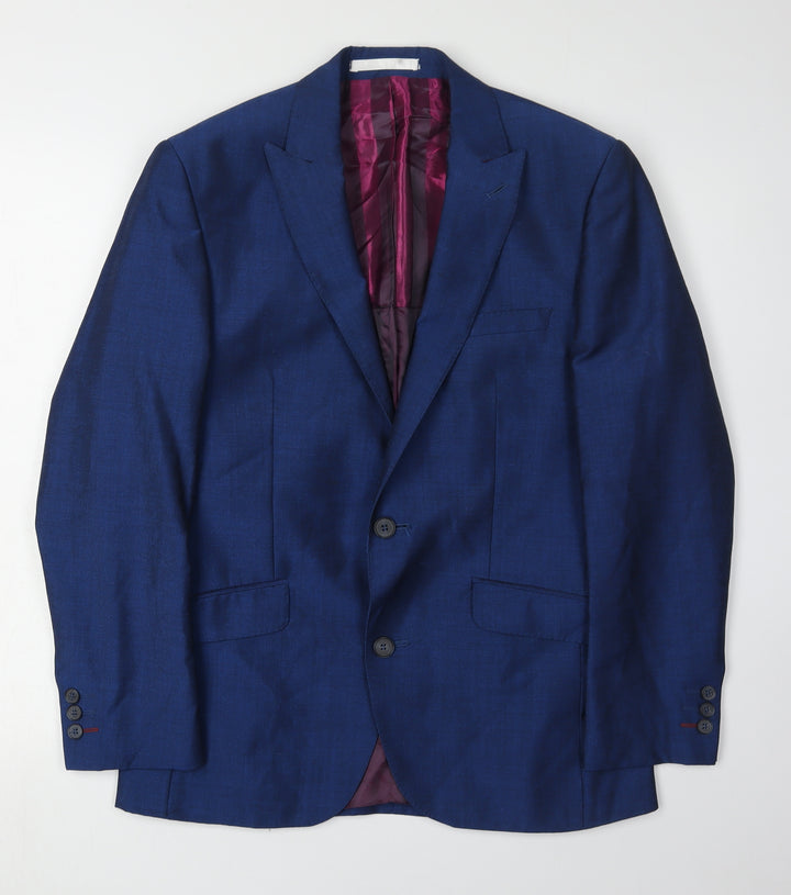 Men's Blue Mohair Blend Blazer - Size 36S
