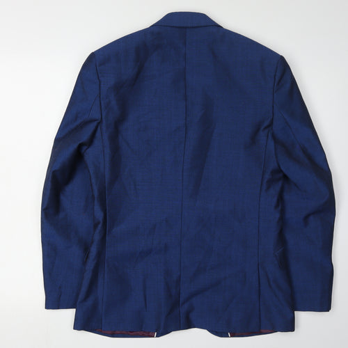 Men's Blue Mohair Blend Blazer - Size 36S