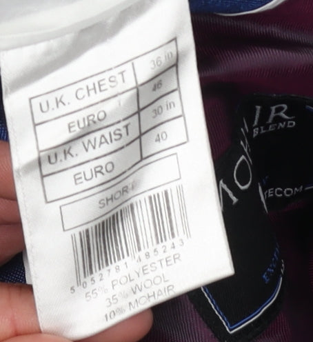 Men's Blue Mohair Blend Blazer - Size 36S