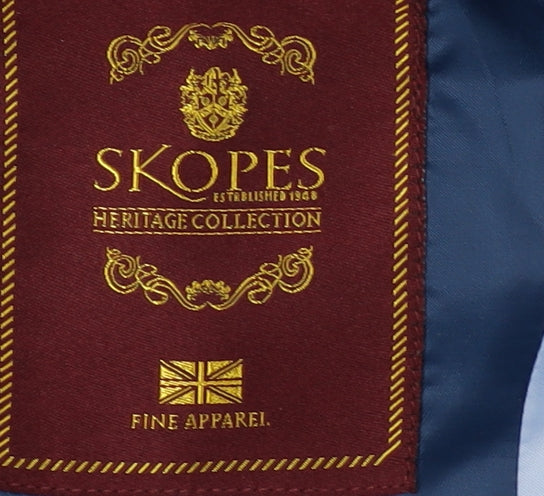 Skopes Men's Blue Linen Blazer, Size 54, Striped Formal