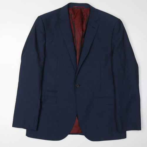 Next Men's Blue Wool Blazer 42R Regular Formal