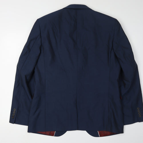 Next Men's Blue Wool Blazer 42R Regular Formal