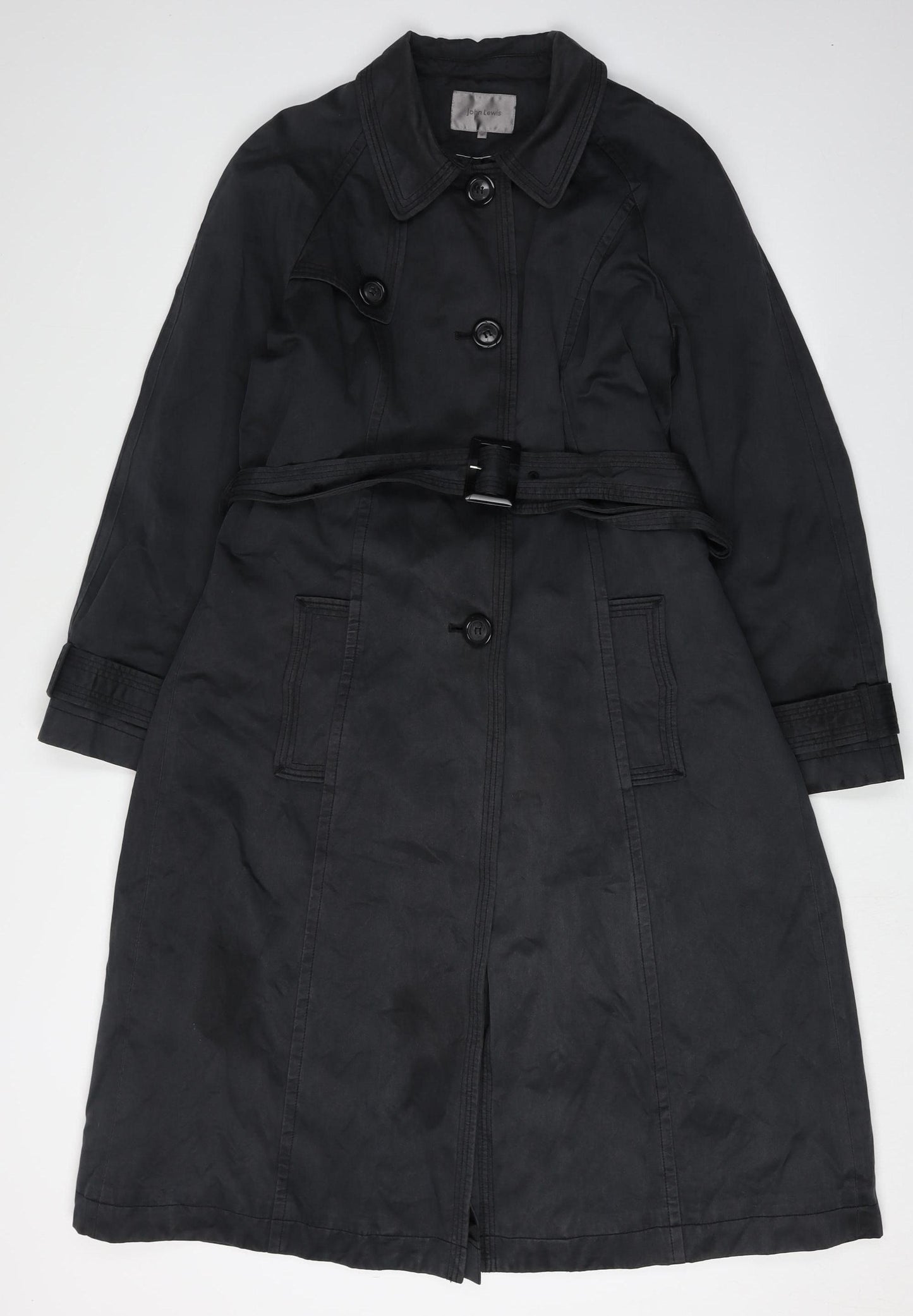 John Lewis Women's Black Trench Coat Size 14