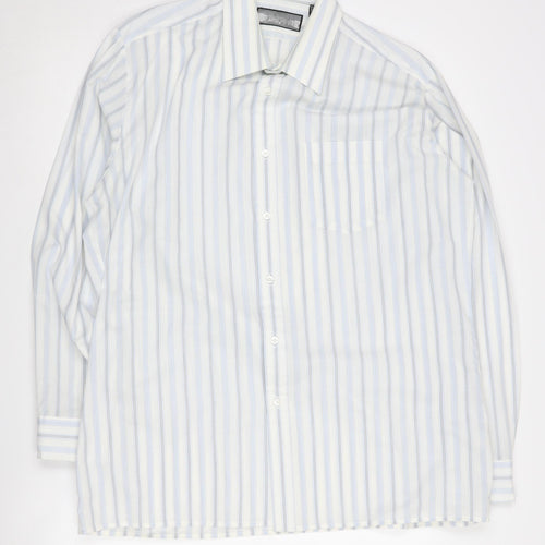 Stafford Men's Blue Striped Long Sleeve Button-Up Shirt