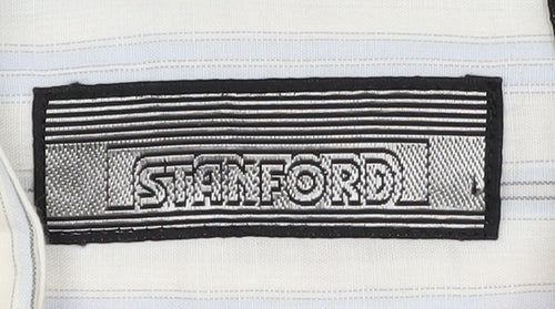 Stafford Men's Blue Striped Long Sleeve Button-Up Shirt