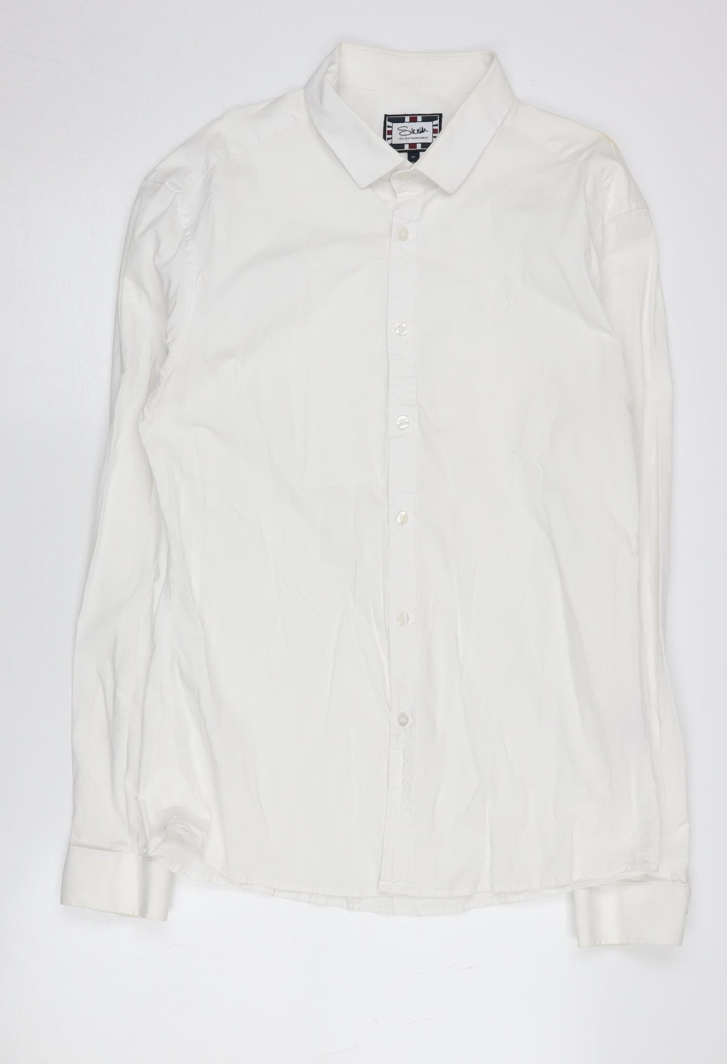 SikSilk Men's XL White Slim Long Sleeve Shirt