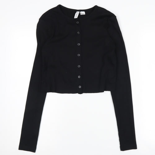 H&M Women's Black Cardigan, Size S, Crew Neck