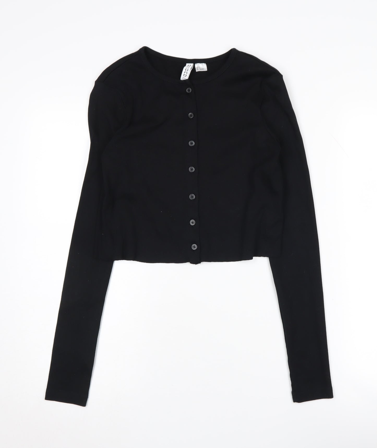 H&M Women's Black Cardigan, Size S, Crew Neck