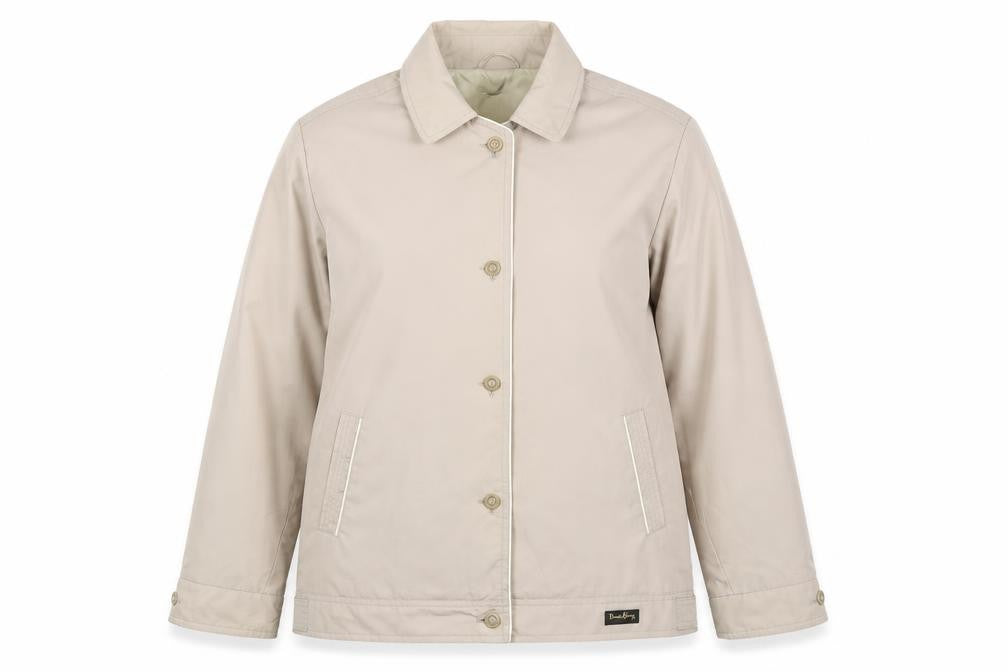 Front view of David Barry Women's Beige Basic Jacket, size 16
