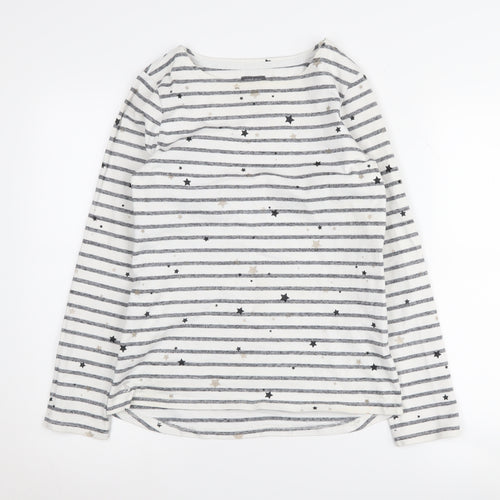 Joules Women's White Striped Pullover Jumper Size 10