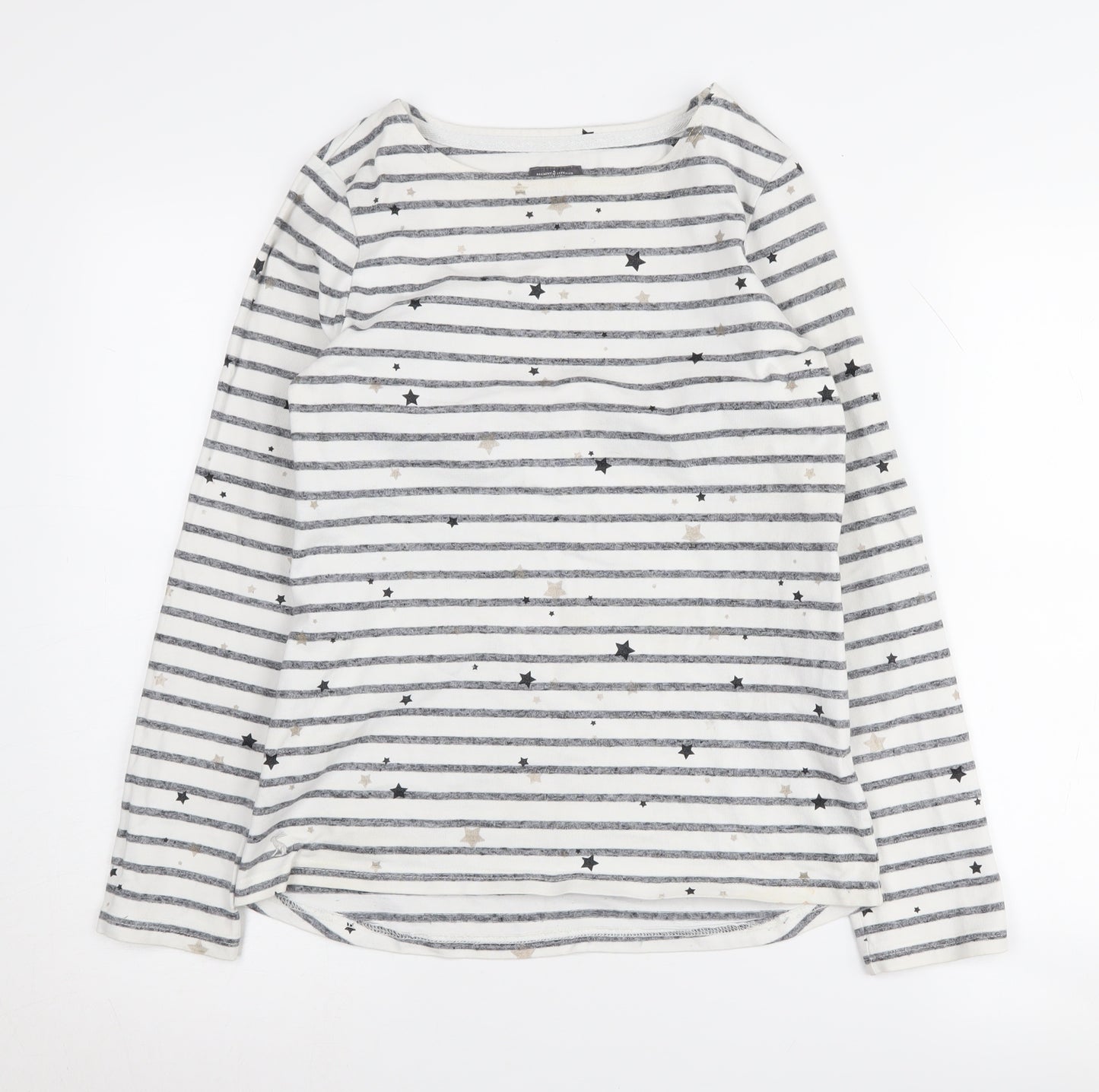 Joules Women's White Striped Pullover Jumper Size 10
