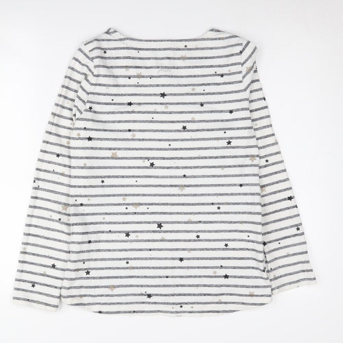 Joules Women's White Striped Pullover Jumper Size 10