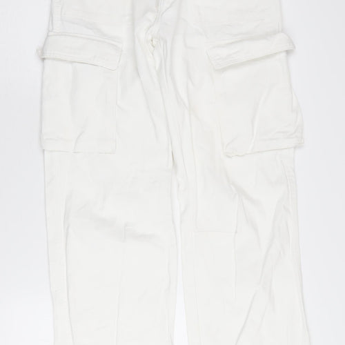 Bershka Women's White Cargo Trousers Size 6