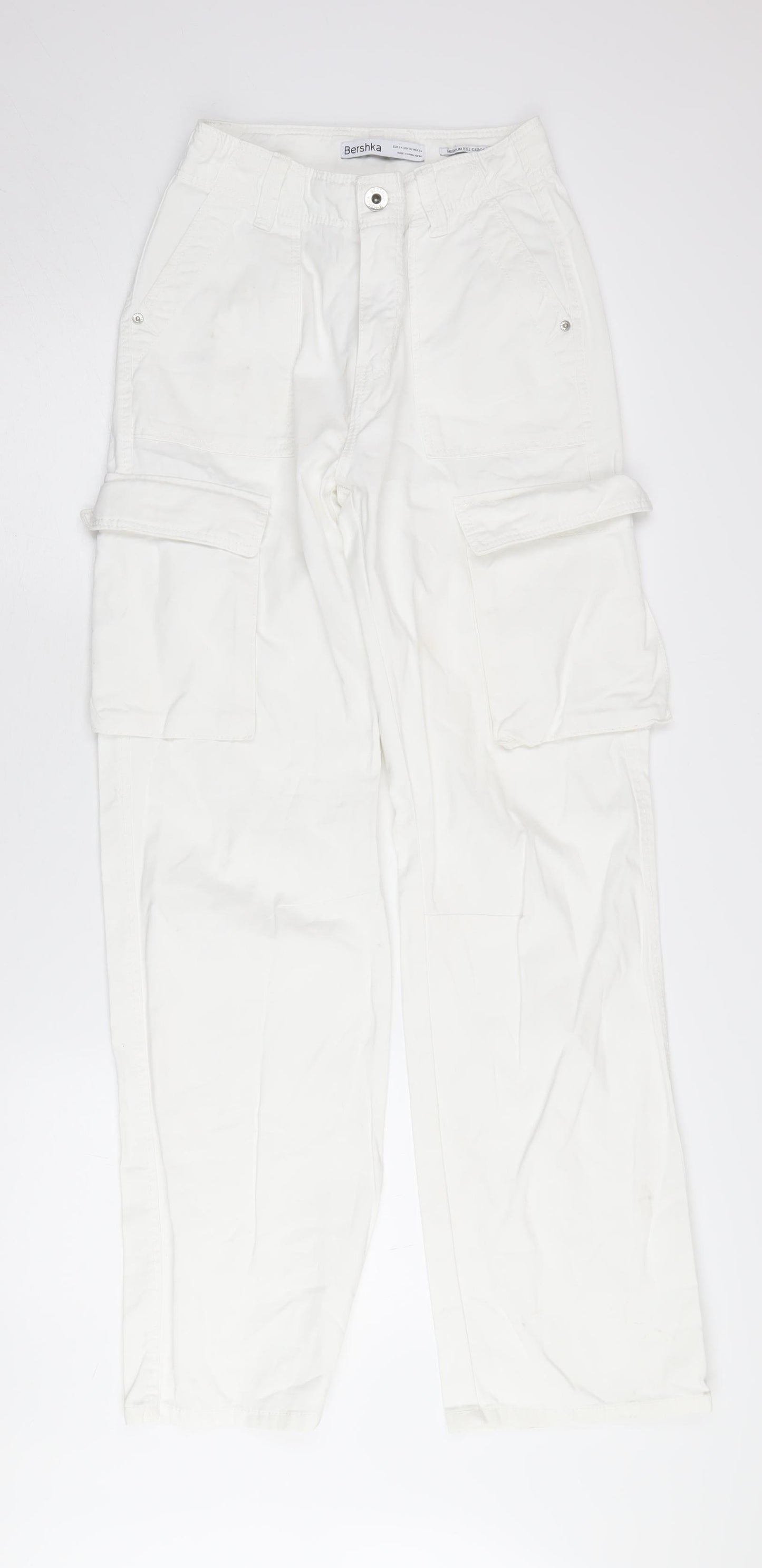 Bershka Women's White Cargo Trousers Size 6