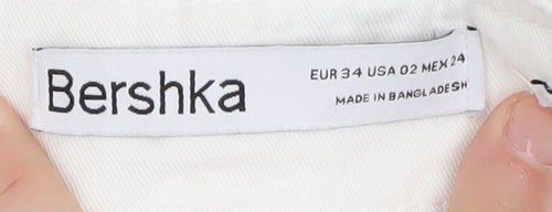 Bershka Women's White Cargo Trousers Size 6