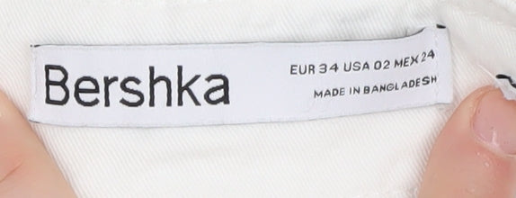 Bershka Women's White Cargo Trousers Size 6