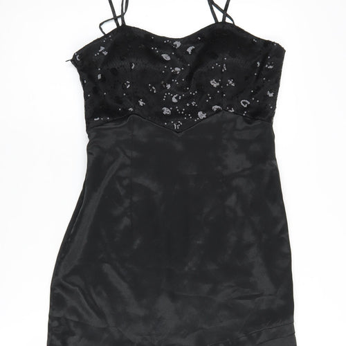 Enact Res East Black Sequined Slip Dress, Size 8