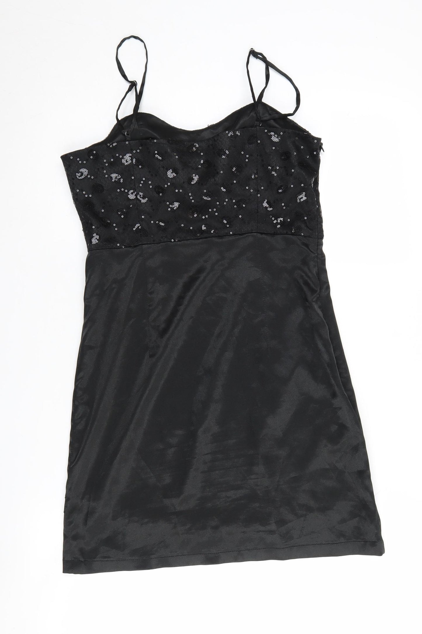 Enact Res East Black Sequined Slip Dress, Size 8