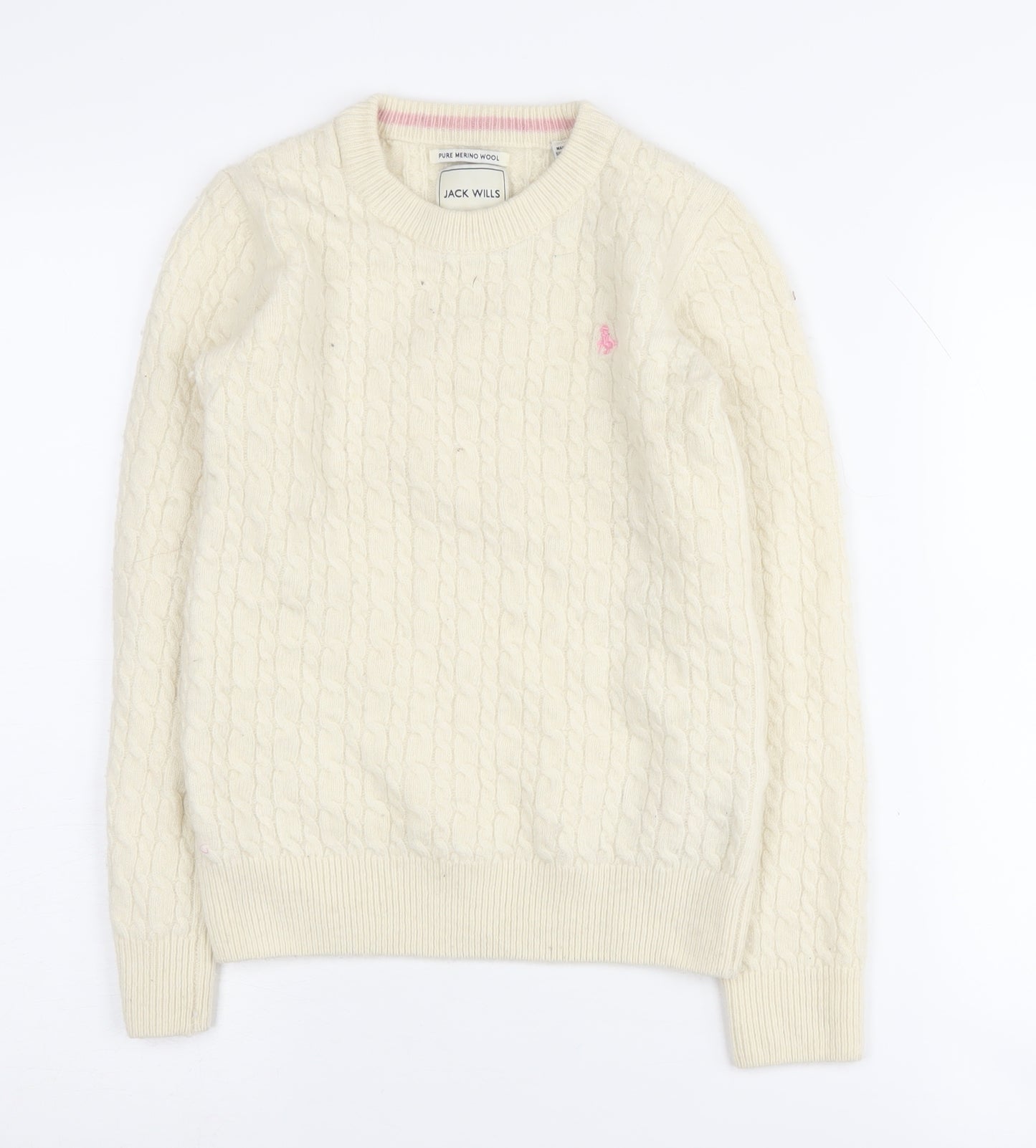 Jack Wills Women's Ivory Merino Wool Pullover Jumper