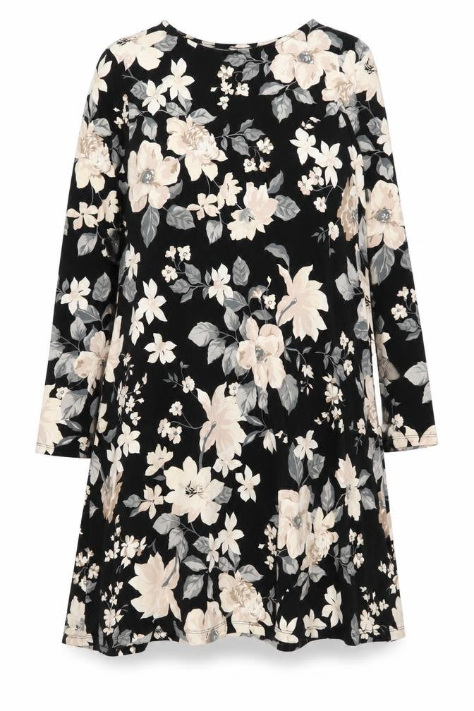 Front view of Old Navy Women's Black Floral Medium Shift Dress