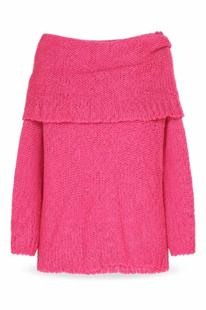Front view of Women's Pink Open-Knit Jumper UK, size 6