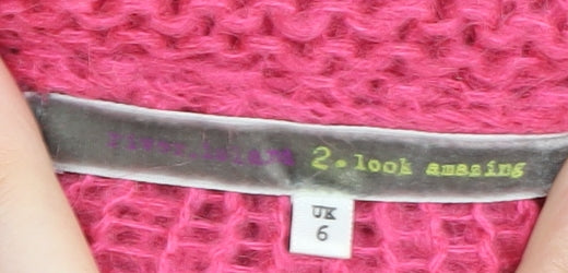 Women's Pink Open-Knit Jumper UK Size 6