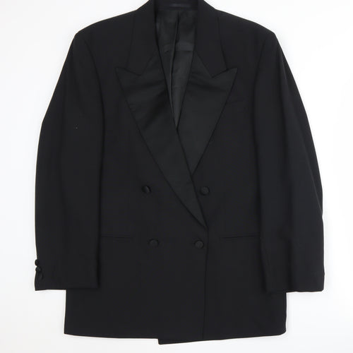 St Michael Men's Black Double-Breasted Tuxedo Blazer 40R