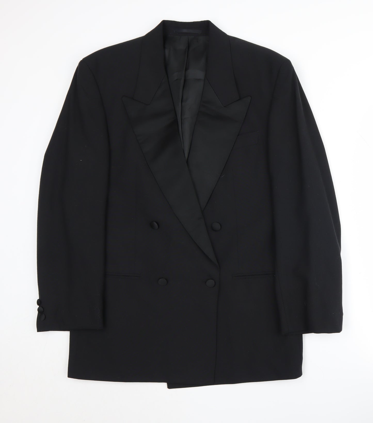 St Michael Men's Black Double-Breasted Tuxedo Blazer 40R