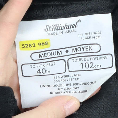 St Michael Men's Black Double-Breasted Tuxedo Blazer 40R