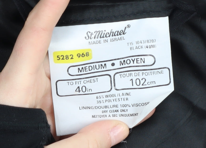 St Michael Men's Black Double-Breasted Tuxedo Blazer 40R