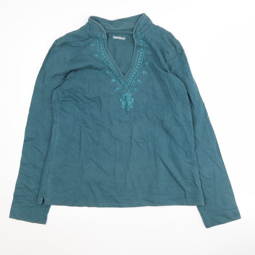 Hawkshead Women's Green V-Neck Long Sleeve Top Size 14