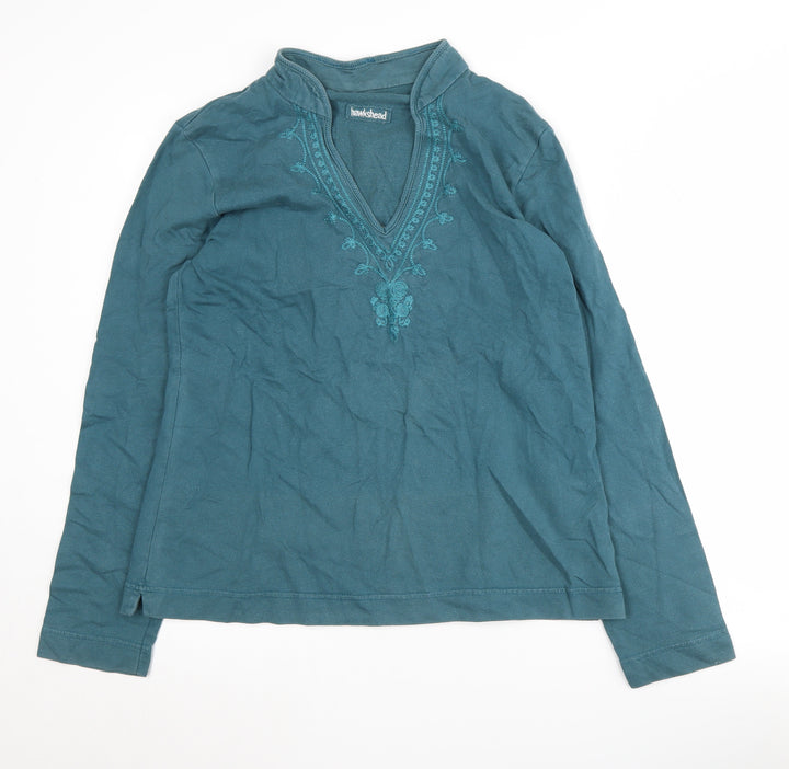 Hawkshead Women's Green V-Neck Long Sleeve Top Size 14