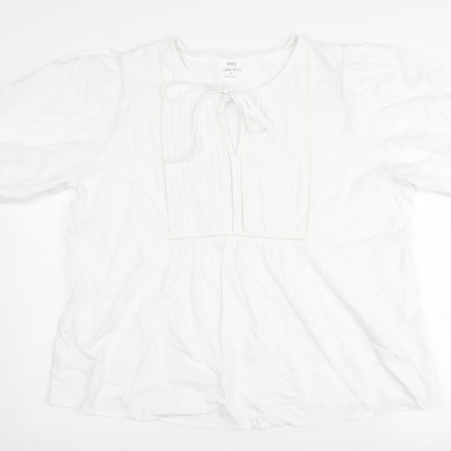 Marks and Spencer Women's White Linen Top