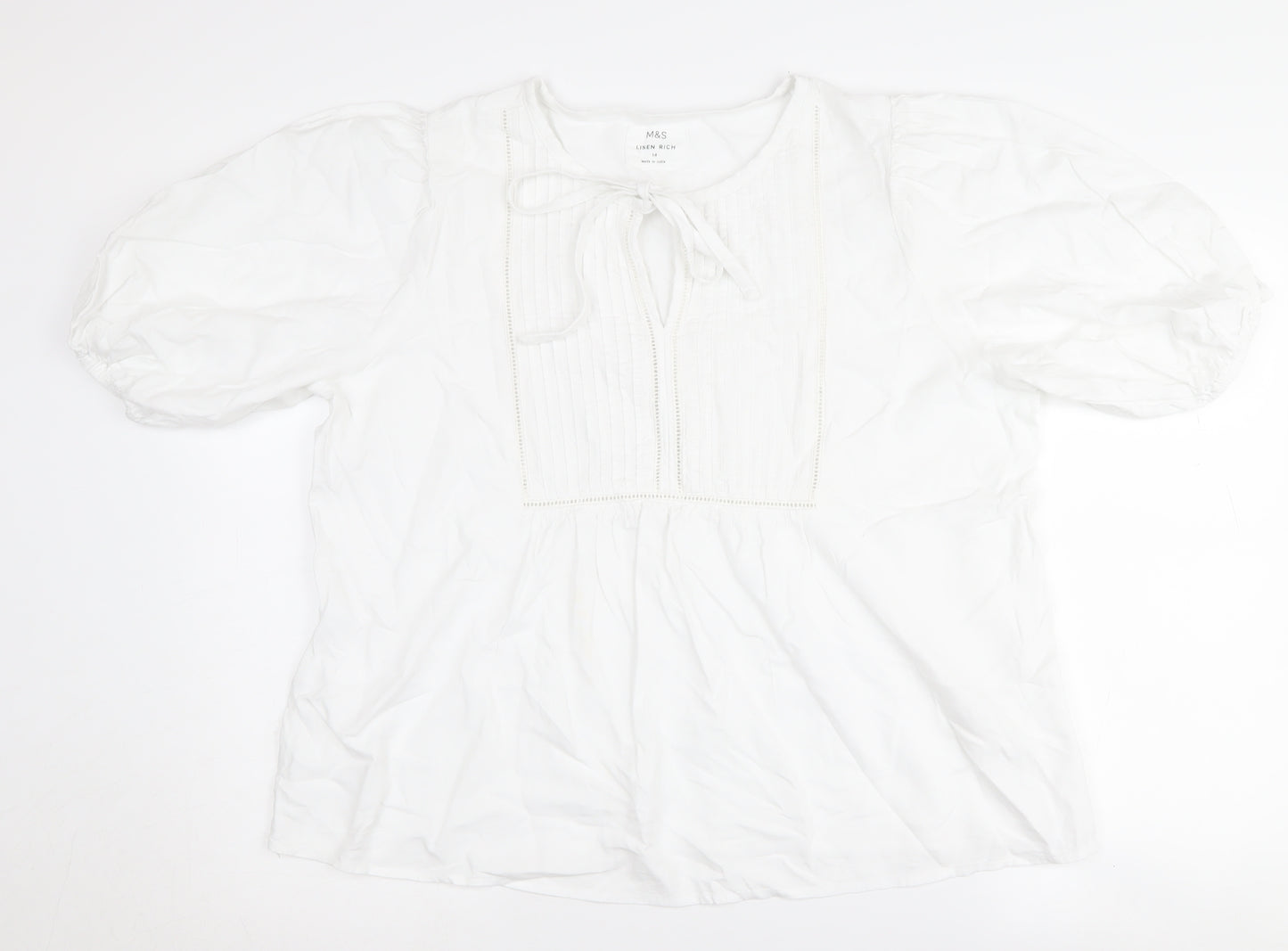 Marks and Spencer Women's White Linen Top